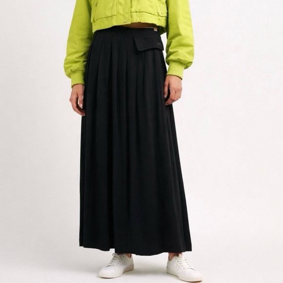 Y-3 Yohji Yamamoto Adidas Maxi Skirt Sportif Logo Flap Pocket Black Size XS